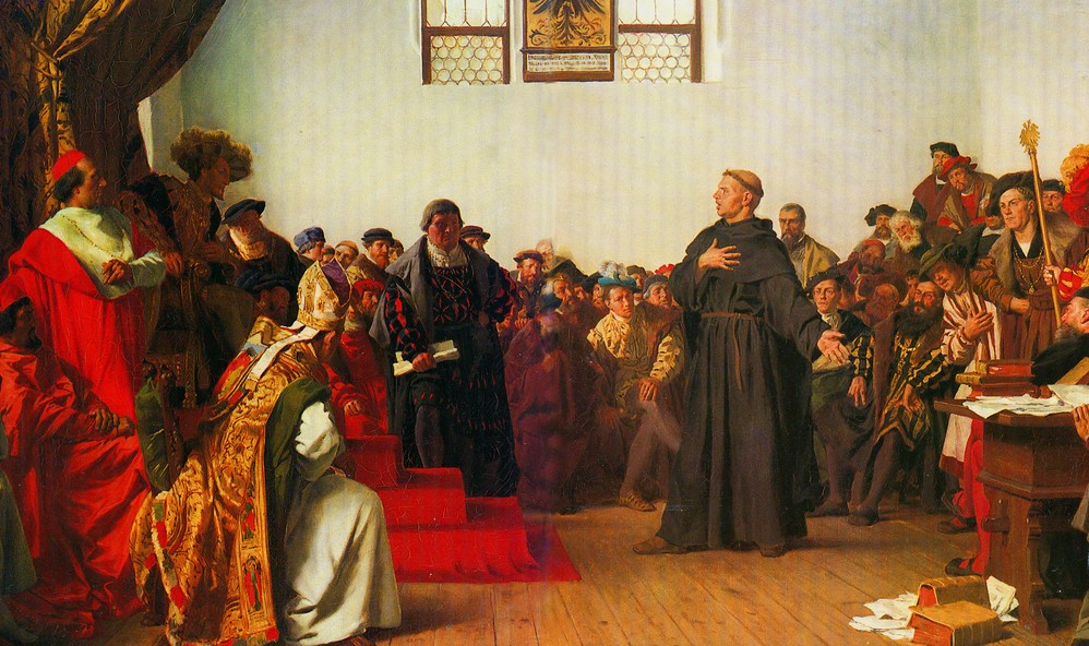 Martin Luther for Rigsdagen i Worms, 1521. Maleri af Anton von Werner, 1877.